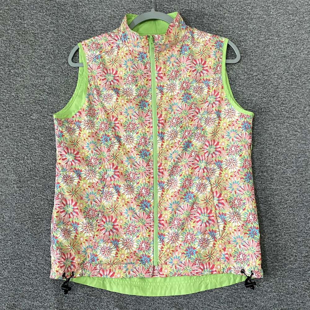Peter Millar Women's Size Medium E4 Wind Floral Full Zip Polyester Golf Vest